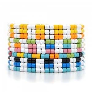 China Rondelle Bead Bracelet Manufacturer –  Metal beads alloy popular women bracelet Fashion handmade string rainbow bracelet – Jingcan