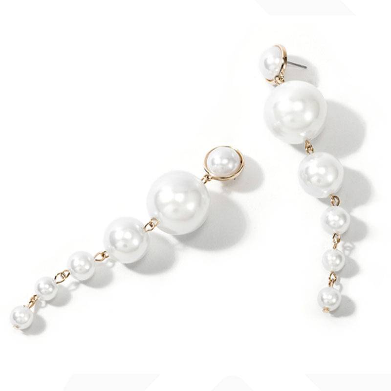 China Beaded Cross Bracelet Manufacturer –  Big Simulated Pearl Long Pearl Earring Earring Pendant European Style Earrings For Wedding Party  – Jingcan