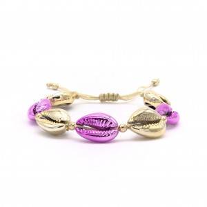 Wholesale high quality electroplating summer beach style women shell charm sliding bracelet charms
