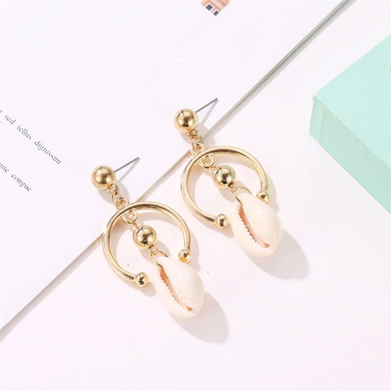 Mini Pearl Beads Factories –  Hot Sale Earring With Shell Long Drop Earrings Geometric Earrings With Bohemian Natural  – Jingcan