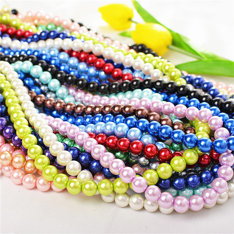 China Faceted Crystal Beads Factory –  High quality glass pearl bead 4mm 6mm 8mm 10mm for jewelry making  – Jingcan