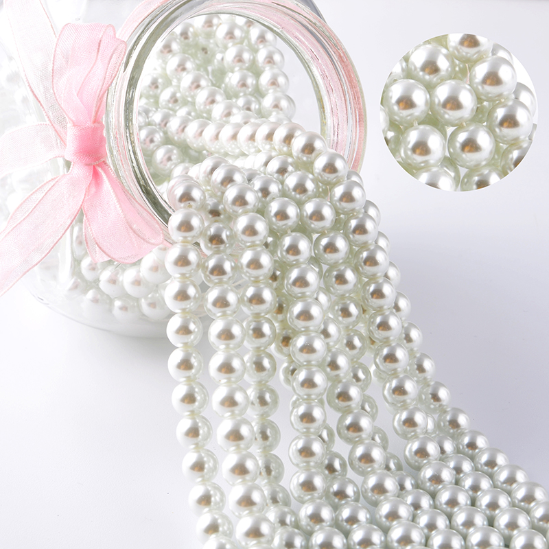 Little Bead Bracelets Manufacturers –  white glass pearl beads round different sizes wholesale – Jingcan