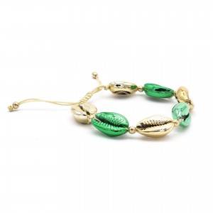 Wholesale high quality electroplating summer beach style women shell charm sliding bracelet charms