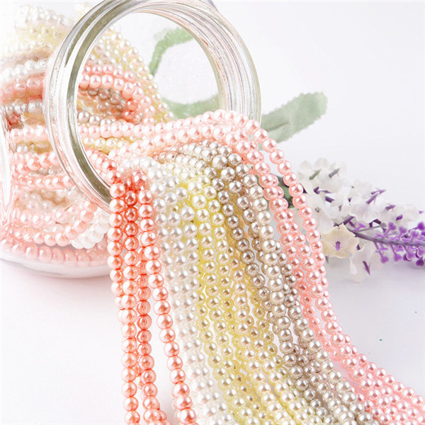 High Quality Glass Pearl Beads - Free shipping 4mm 6mm 8mmround glass pearl beads necklace loose imitation pearl pearl jewelry – Jingcan