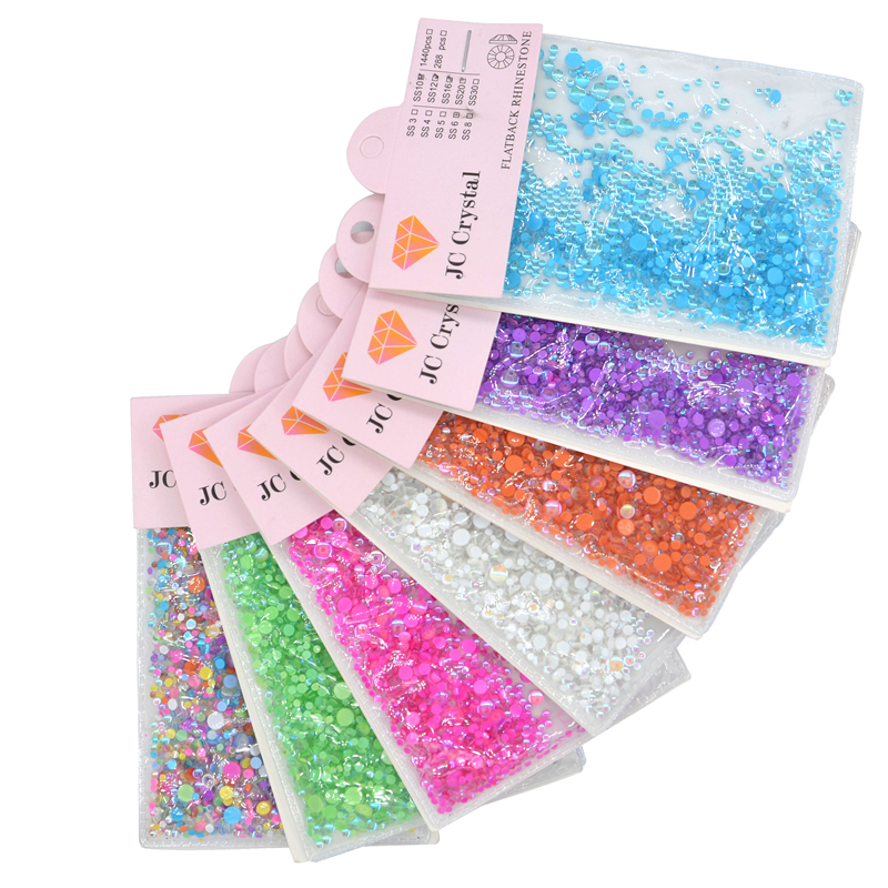 Glass Chatons Beads Manufacturers –  Wholesale mix size SS6 – SS20 mocha glisten candy color 3D half round flatback glass rhinestone nails artdecoration – Jingcan