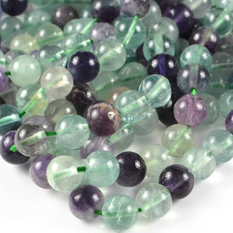 Rhinestone Chain Factories –  Natural fluorite beads factory wholesale different color stone beads  – Jingcan