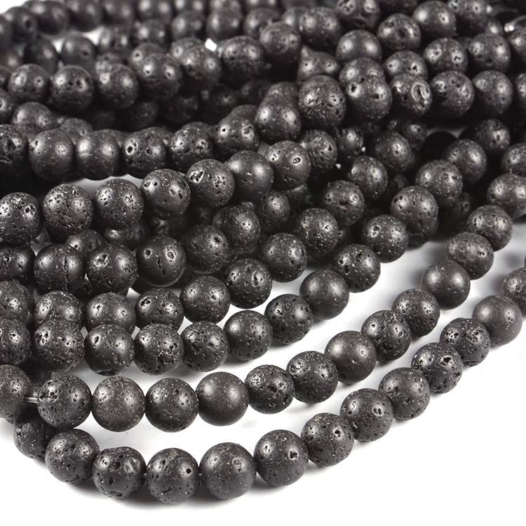 6mm Round Glass Beads Factory –  Natural black lava beads factory wholesale stone beads – Jingcan