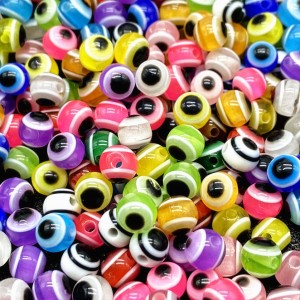 Acrylic resin manufacturer 6mm DIY jewelry accessories evil eye round plastic beads