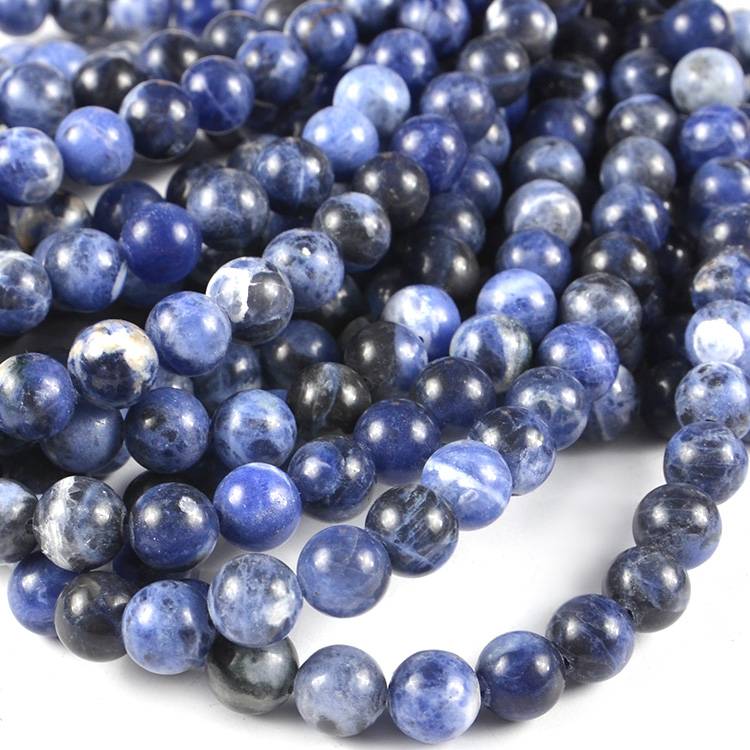 China Ss12、Ss16、Ss20 Flatback Rhinestone Manufacturers –  Natural Sodalite stone beads factory wholesale round beads  – Jingcan