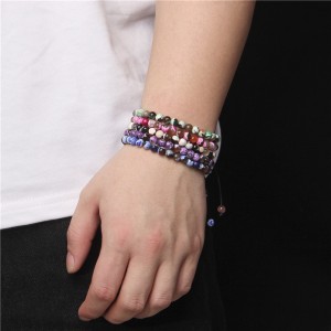 Natural Stone Bead Bracelet 4mm beaded Adjustable Multiple Color bracelets Wholesale