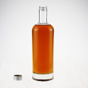 700ml 750ml Clear Glossy Black Distillery Spirit Rum Vodka Whisky Glass Liquor Bottle with Cork