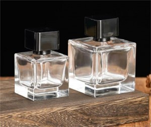 50ml,100ml Square Clear Glass Perfume Bottle With Spray and Cap