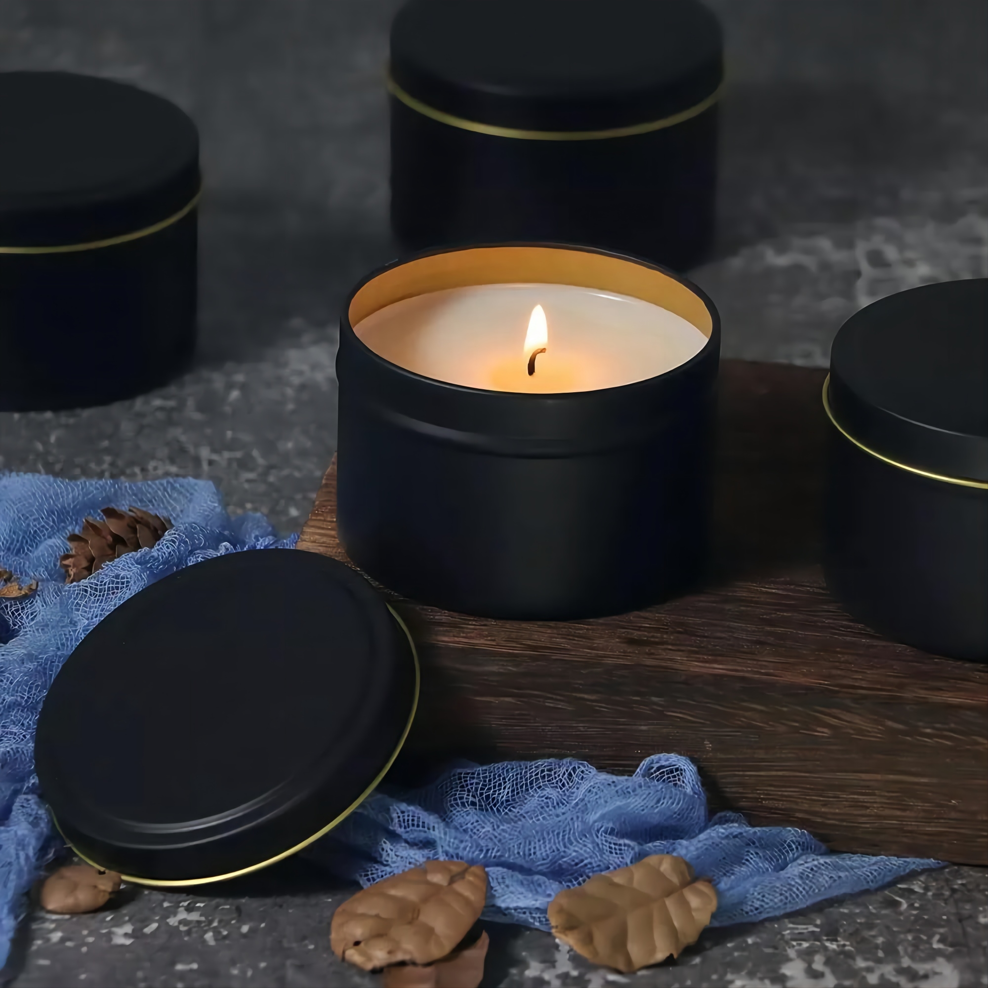 Wholesale 4oz Empty Round  Matte Black Seamless Candle Jar and Candle Container Featured Image