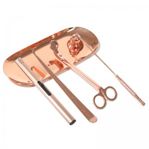 Stainless Steel Candle Care Tool Kit rose gold, black and silver cutter snuffer wick trimmer candle gift set.