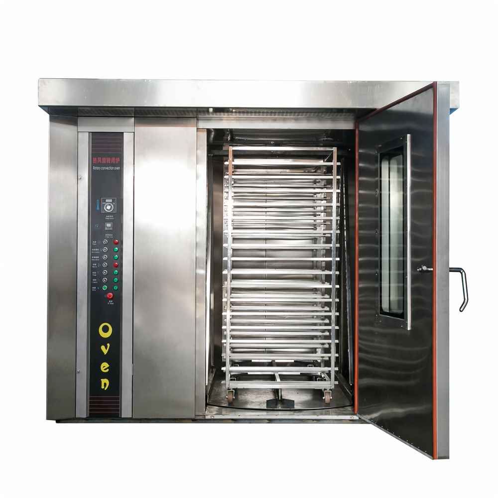 64 trays rotearjende oven elektryske gas diesel ferwaarming dûbele trolley hot lucht rotearjende oven foar bakken