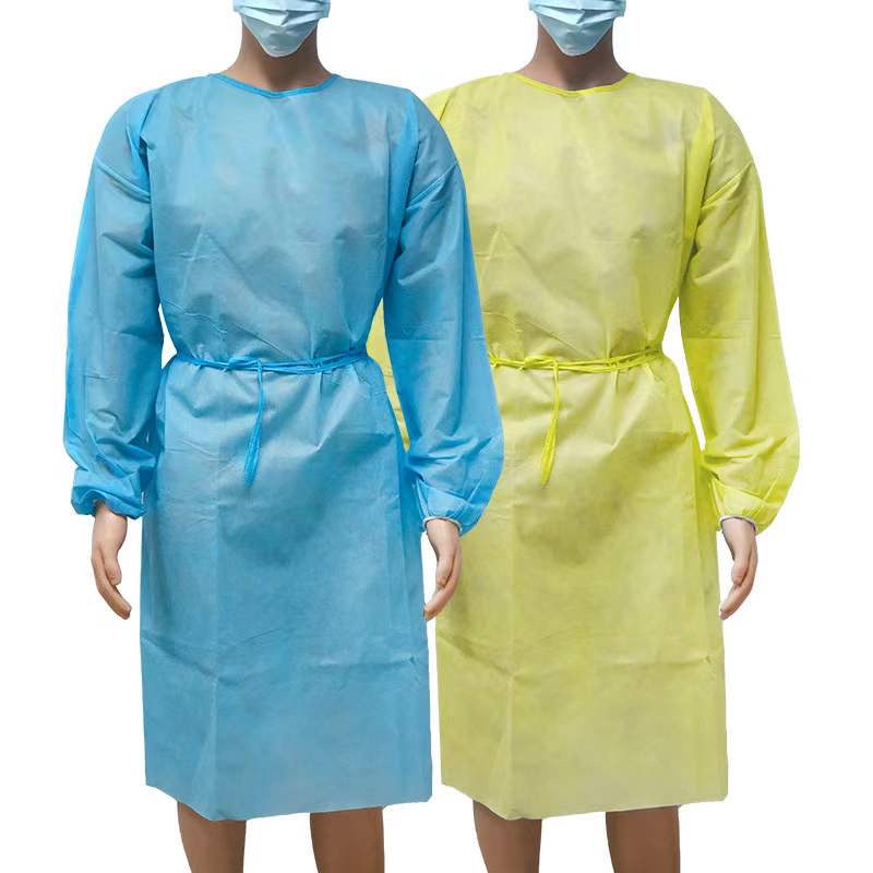 Disposable Medical Isolation Clothing Blue/Yellow Liquid and Particle Protection Coveralls Safety Protection