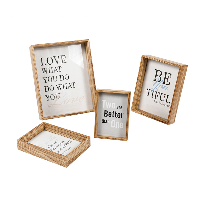 Picture Frames Set of 4 with Glass Pane – 3D Deep Wooden Object Frame without Mount in Various Sizes Natural Featured Image
