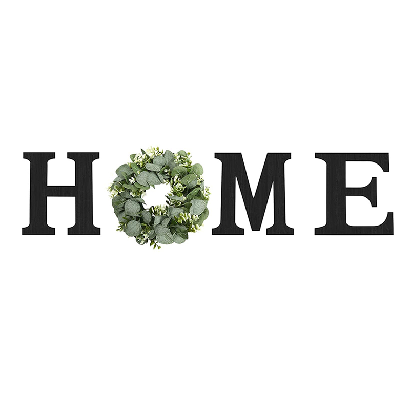Wood Home Decor Letters with Artificial Wreath