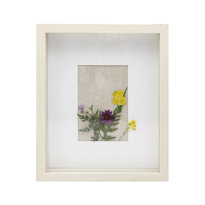 White Wooden Dried Flower Shadow Box Picture Frame with Mat