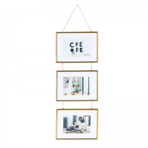 Aluminum Metal Molding Three Opening Gold Picture Frame Fits 5×7 Photos Portrait or Landscape Wall Display Easy to Install