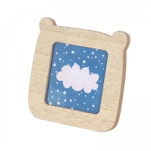 3.5×3.5inch Wood Color Wooden Baby Funny Photo Frame