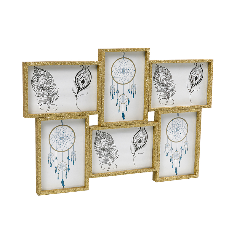 Gold Creative Wall Collage Picture Frame with Six 4x6in Picture Displays