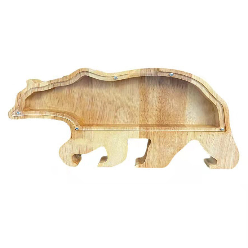 Rubber Wood Animal Shaped Piggy Bank Money Box for Gifts Featured Image