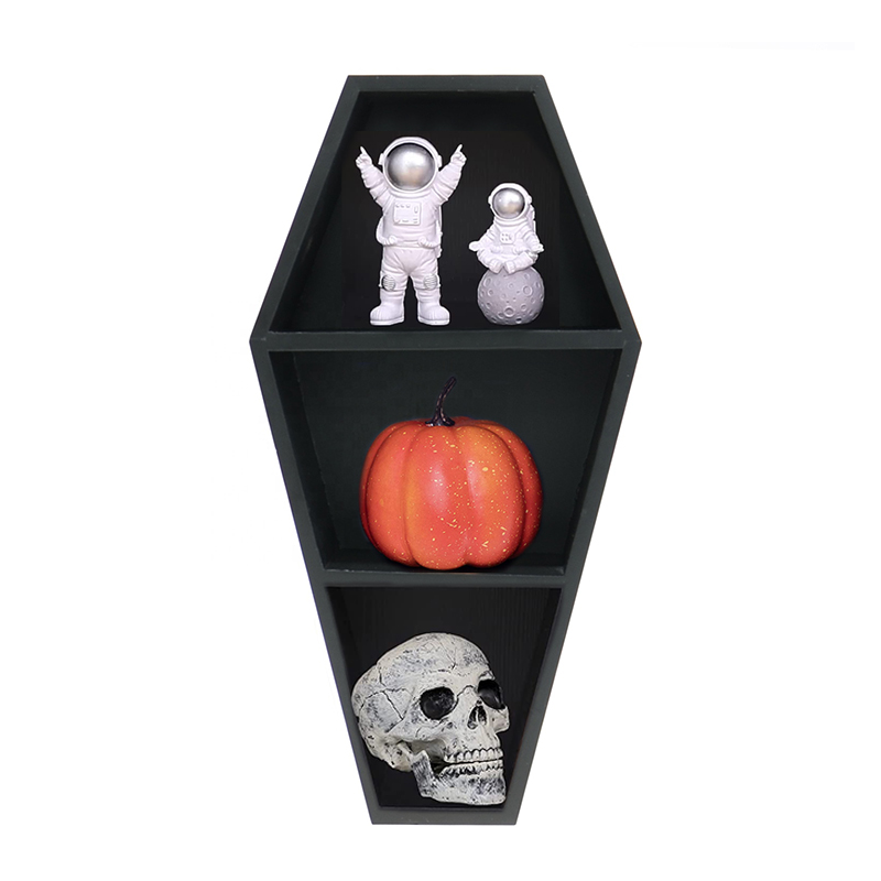 Ubrand Wall Decor Coffin Shelf- Spooky Gothic Decor for Home,Black Floating Wooden Shelf