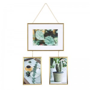 3PCS 4×6 inches Wall Collage Metal Photo Frame with Chain Hanging