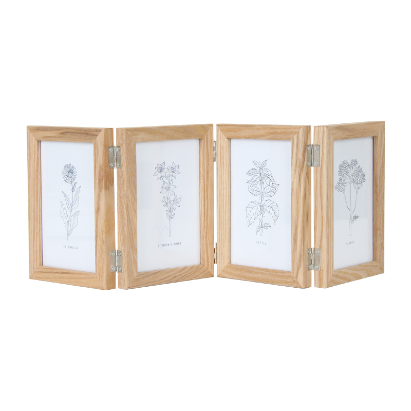 4×6 4 Vertical Wood Natural Hinged Picture Frames