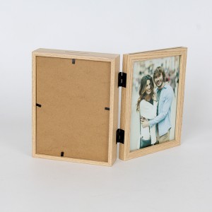 5×7 Picture Frames Double Hinged MDF Wood Grain Shadow Box with Glass Front Stand Vertical on Tabletop