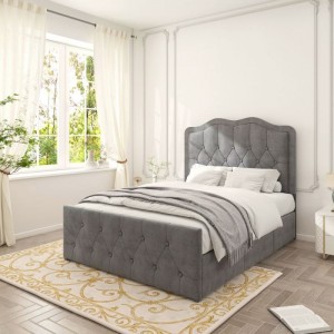 B125 Upholstered Bed Frame with Storage Drawer Function