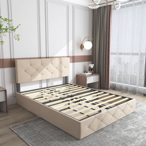 B142-L Latest Design Upholstered Bed Frame with 4 Storage Drawers