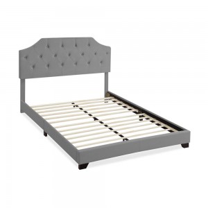 B145-L Faux Leather Upholstered Platform Bed Frame with Wooden Slats