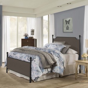 B158-L king Size Metal Bed Frame with Upholstered Headboard and Footboard