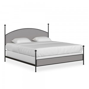 B159-L Full Size Low Profile Metal Platform Bedframe with Upholstered Headboard