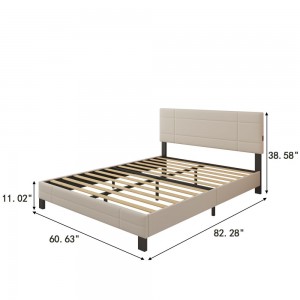 B165-L Latest Upholstered Platform Bed Frame with Built-in USB Ports in Headboard