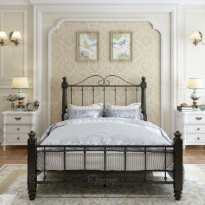 B201 Classical Iron Bed Frame with Power Socket and USB Charger