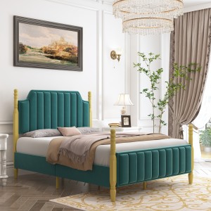 B279-L Modern Classical Upholstered Bed Frame King Size Luxury with High-back Headboard