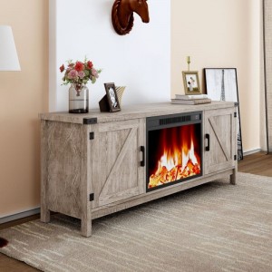 JHD21 TV Stand with Electric Fireplace with 3D Vivid Flames