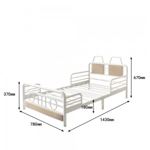 B190-L Latest Design Kids’Metal Car Bed with Different Color and Guardrail