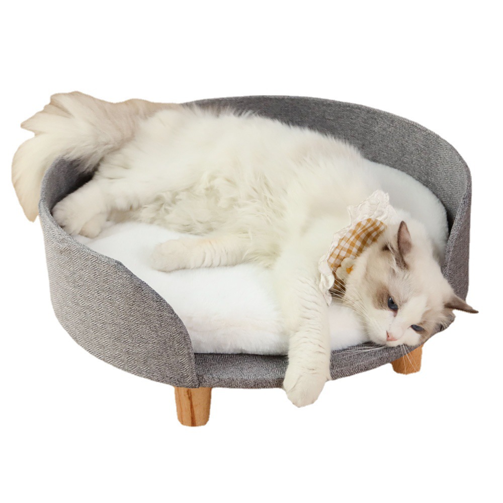 Amazon Hot Selling Cat Litter Fur Cozy Washable Soft Pet Bed Removable Warm Round Custom Cat Sofa