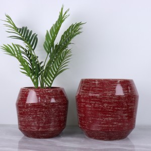 Outdoor Series Maroon Red with Antique Effect Large Size Ceramic Flowerpots