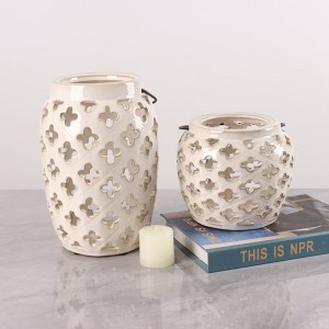 Warm and Inviting Atmosphere Home Decoration Hollow Ceramic Lanterns