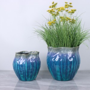 工場はクラックル釉セラミック花瓶シリーズを製造しています
