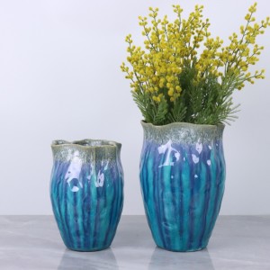 Ụlọ ọrụ na-emepụta Crackle Glaze Ceramic Flower Vase Series