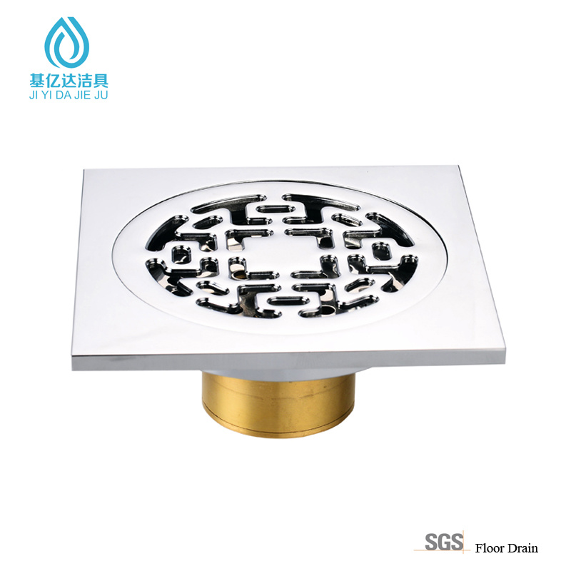Gold Supplier 100*100 mm Square Bathroom and Kitchen Brass Floor Drain
