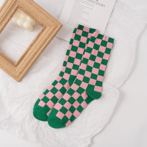 Colorful Checkerboard Transparent Non Slippery Fashion Friendly Products Grips Women Socks