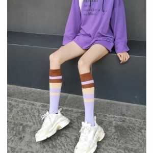 Low MOQ Custom Logo Young Women Girls Knee High Student Tube Socks