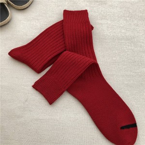 Red simple women pure solid crew warm floor hidden invisible liner cotton sport non slip unisex socks